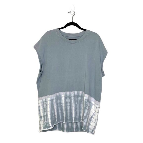Raquel Allegra Tops - Raquel Allegra Blue Cotton Sweatshirt Tunic Top 2